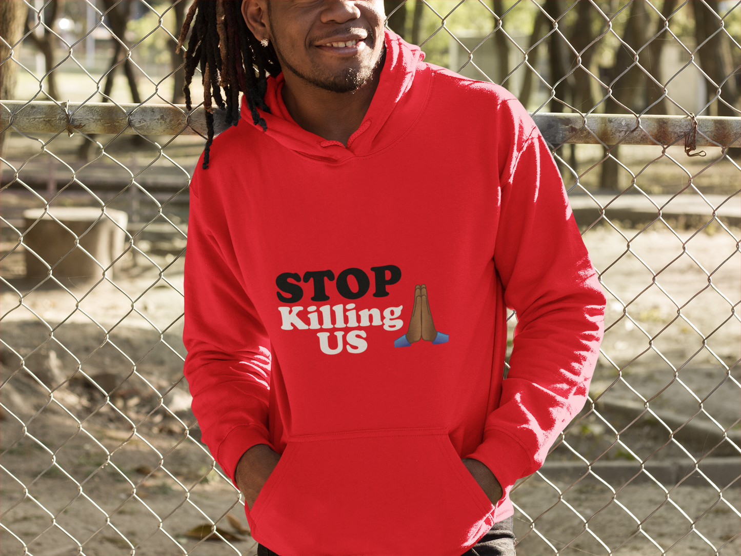 "Stop Killing Us" Unisex Hoodie (Available in Red)
